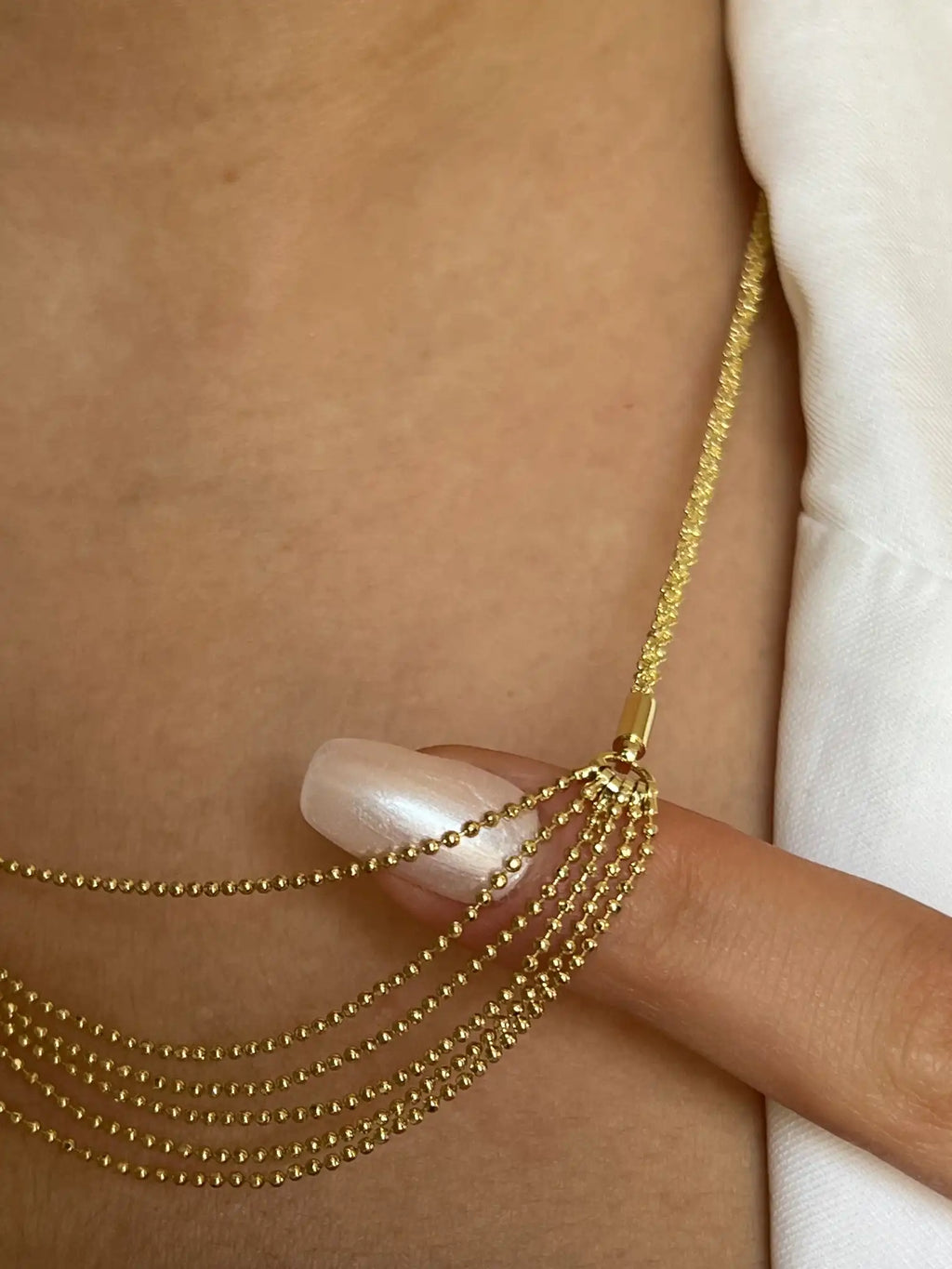 STANZA Multi-Strand Ball Chain Necklace - Layered Statement Piece