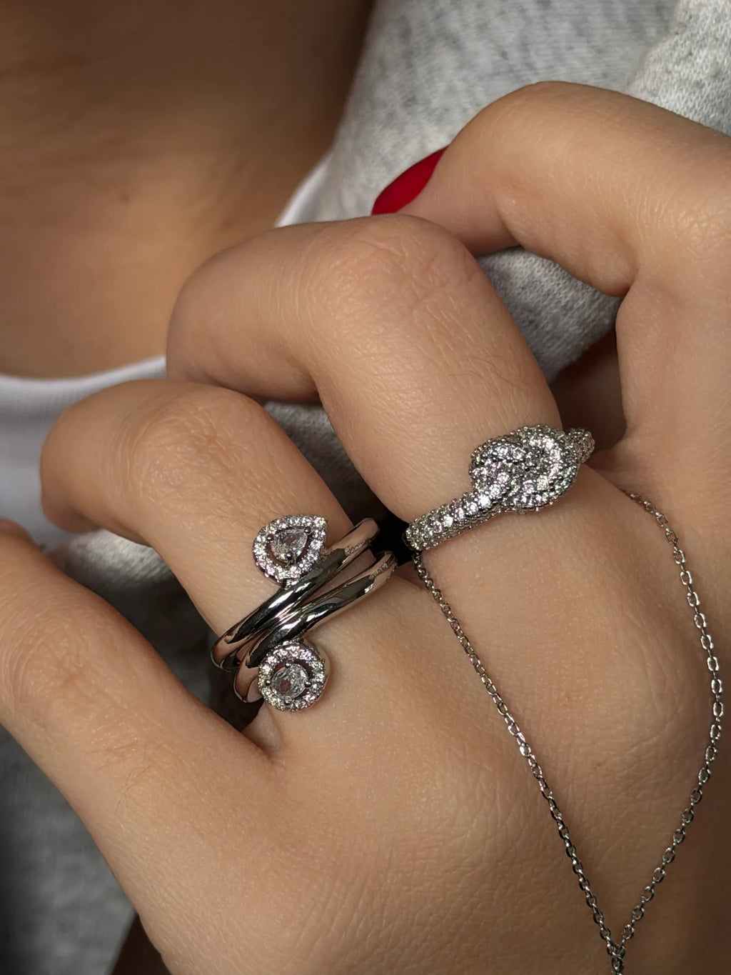 STANZA Crystal Knot Ring - Adjustable Statement Ring