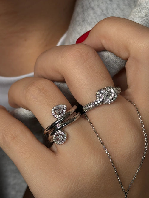 STANZA Crystal Knot Ring - Adjustable Statement Ring
