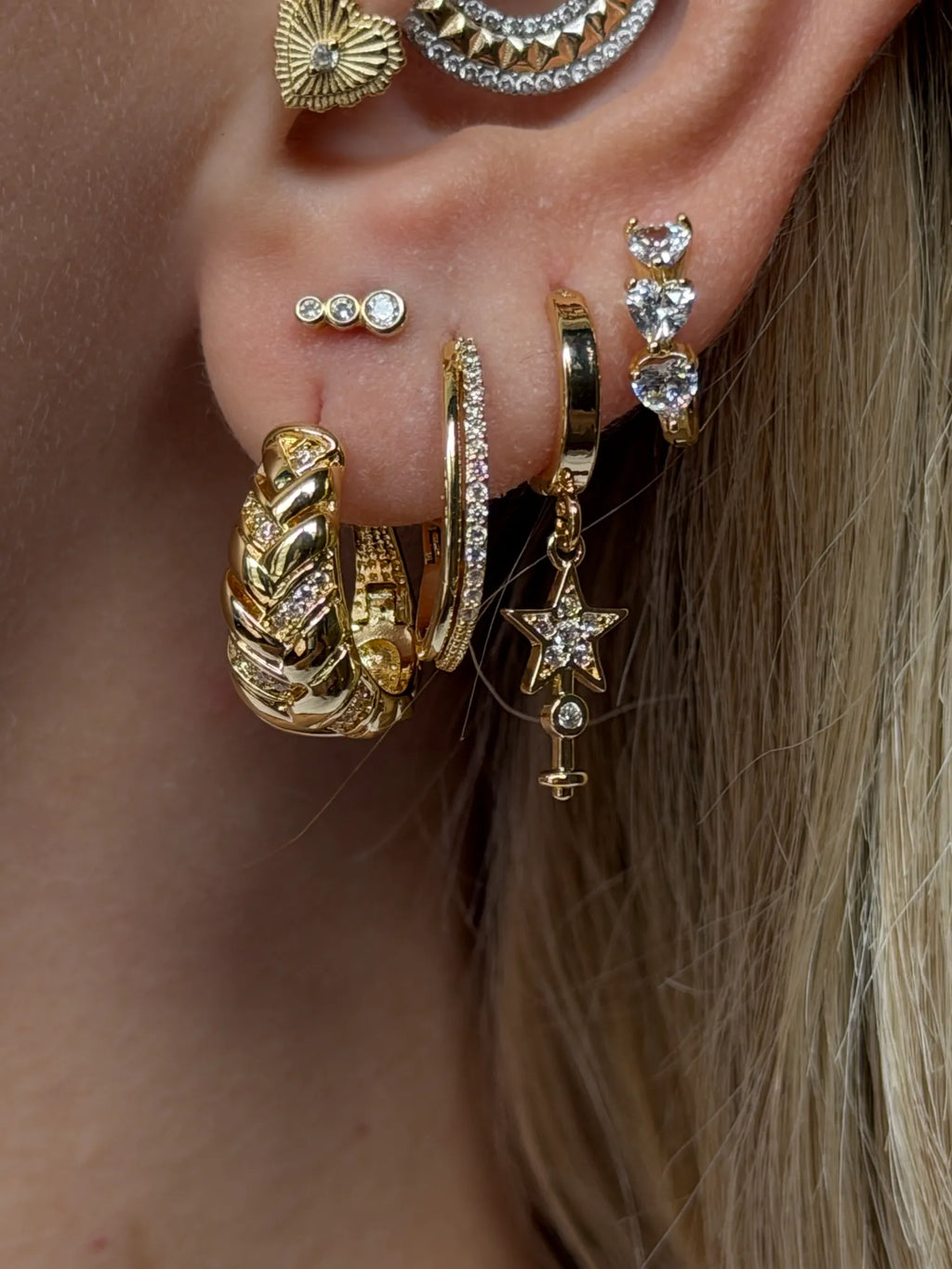 STANZA Gold Earring & Piercing Collection - Luxury Hoop & Stud Set