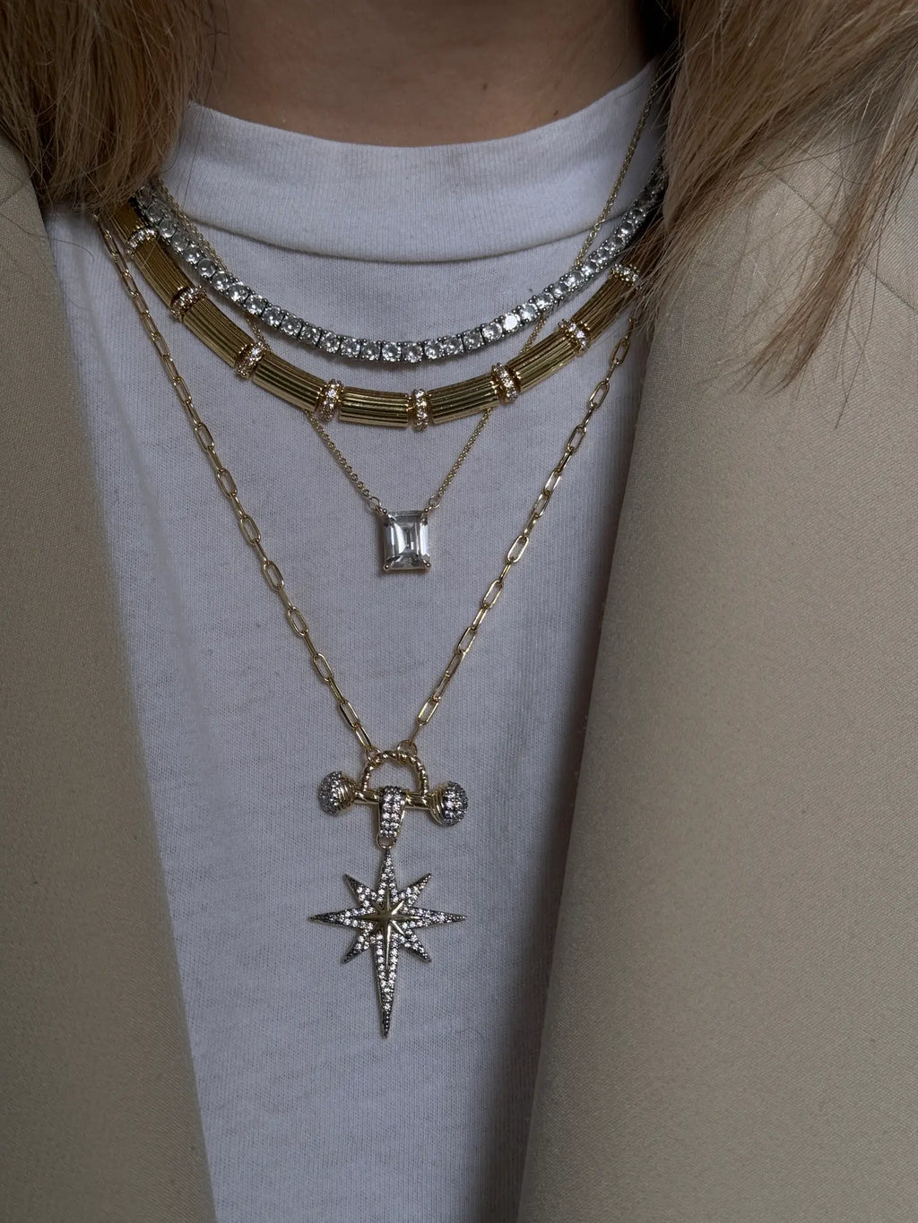 STANZA Luxury Layered Crystal Necklace Set - North Star & Celestial Collection