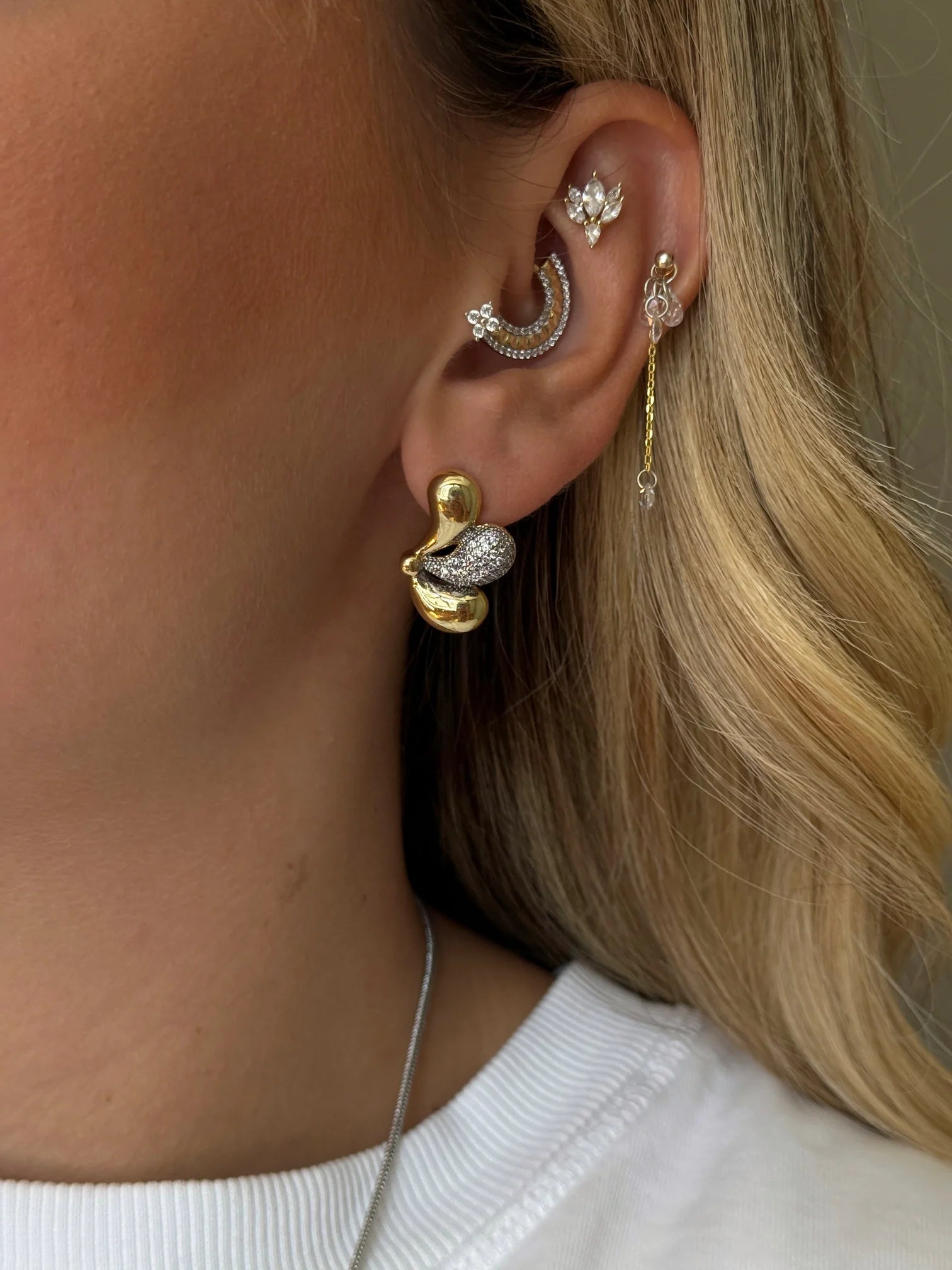 STANZA Crystal Clover Earrings & Celestial Ear Stack - Luxury Collection