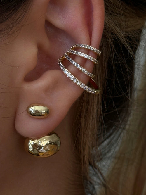 STANZA Crystal Ear Cuff & Chunky Hoop Set - Statement Earring Collection